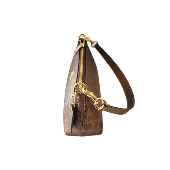 Coach CCL40 Metallic Signature Charlotte Shoulder Handbag Bag Brown Copper - Picture 5 of 7